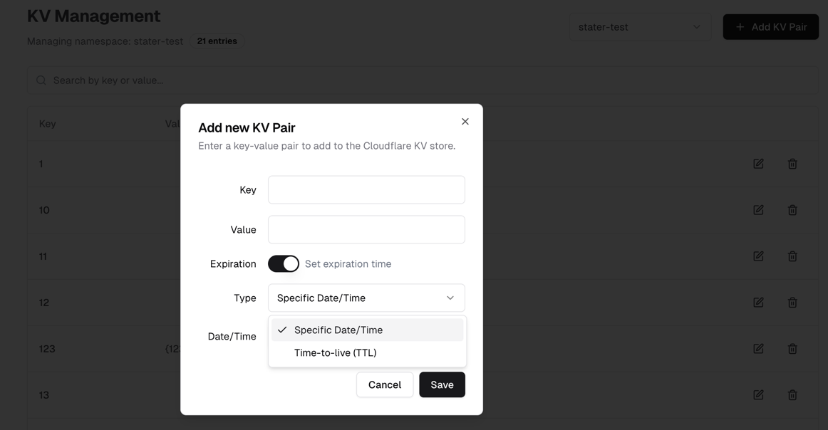 OneClick KV Dashboard